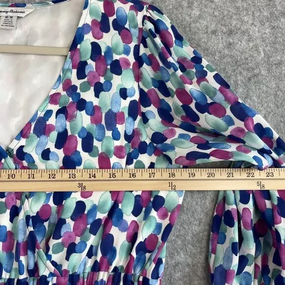 Tommy Bahama Tiered Maxi Dress Womens Medium Splendid Sea Tassel Resort Tropical - Picture 9 of 16